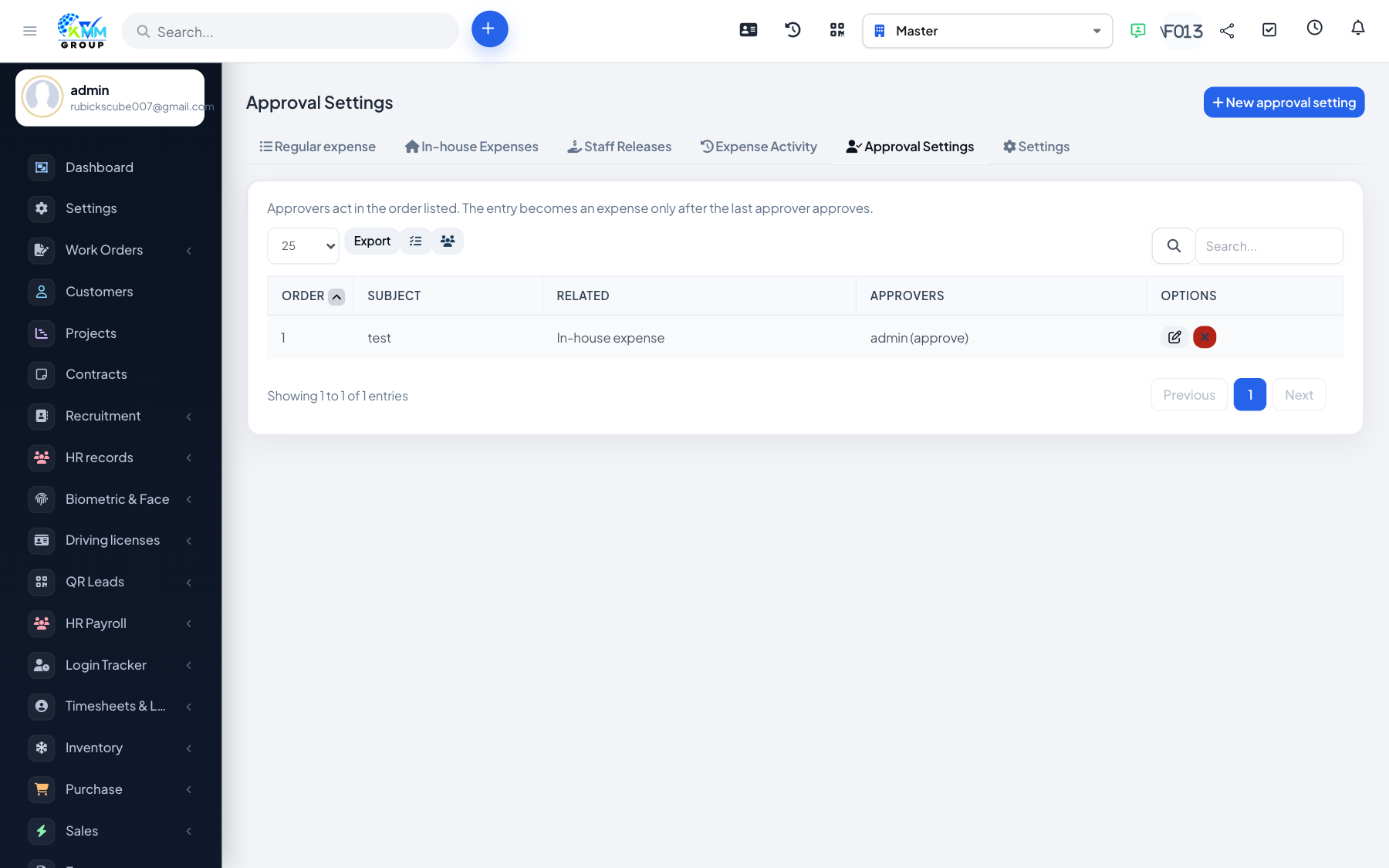 Approval settings